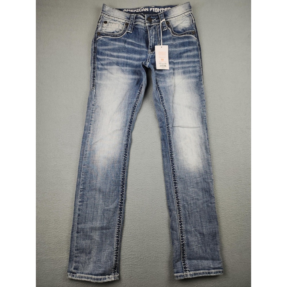American Fighter Legend Jeans Womens 27x31 Blue Low Rise Slim Straight Denim